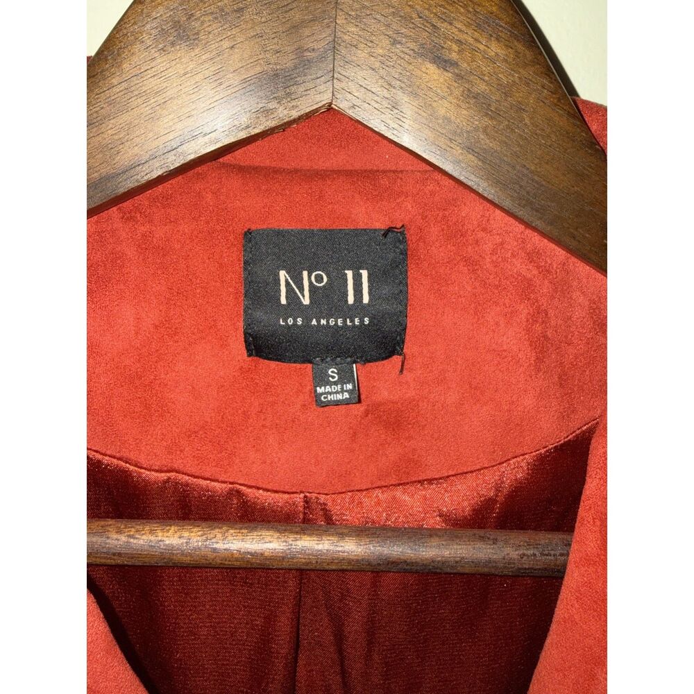No.11 Los Angeles Red Faux Suede Moto Jacket Small Quilted Asymmetric Zip - Picture 3 of 7
